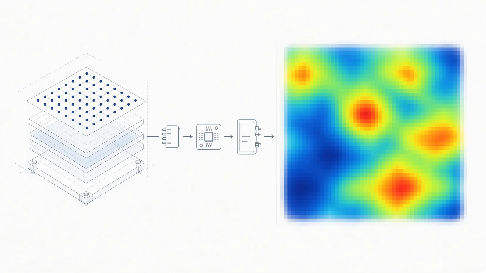 Illustration of a pressure sensing interface and non-uniform pressure distribution