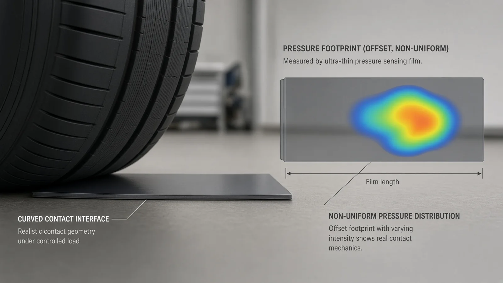 Illustration of tire contact pressure measurement and distribution